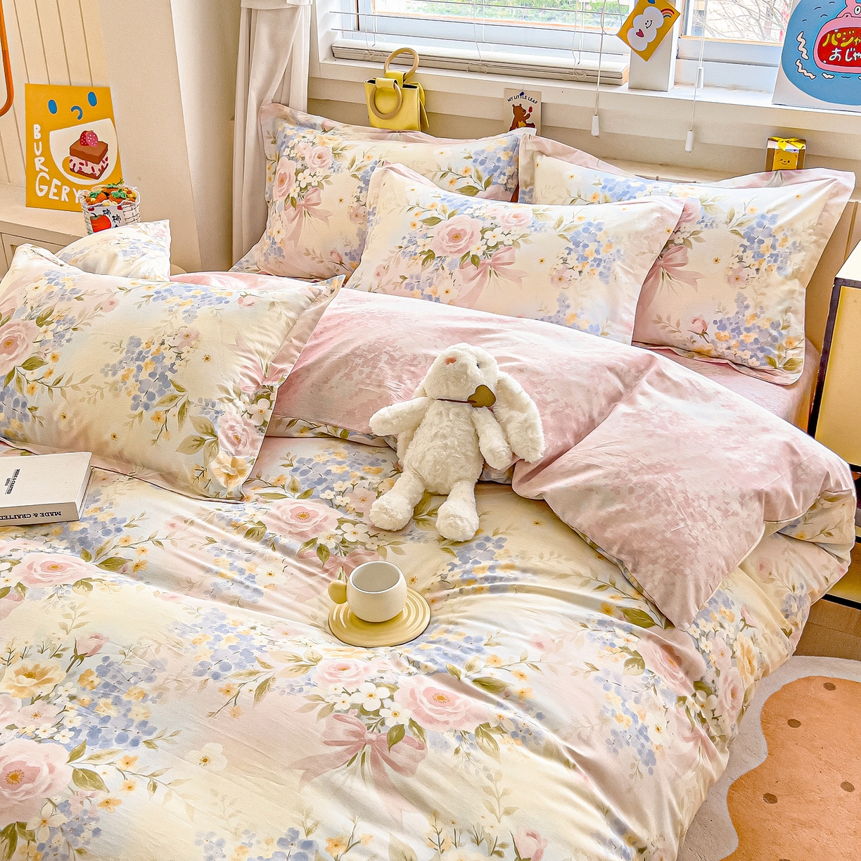 91家纺网 家纺一手货源 找家纺 琪琪阁家纺 2026新款加厚全棉纯棉四件套 水墨嫣然