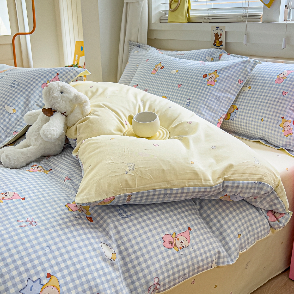 91家纺网 家纺一手货源 找家纺 琪琪阁家纺 2026新款加厚全棉纯棉四件套 甜梦小精灵