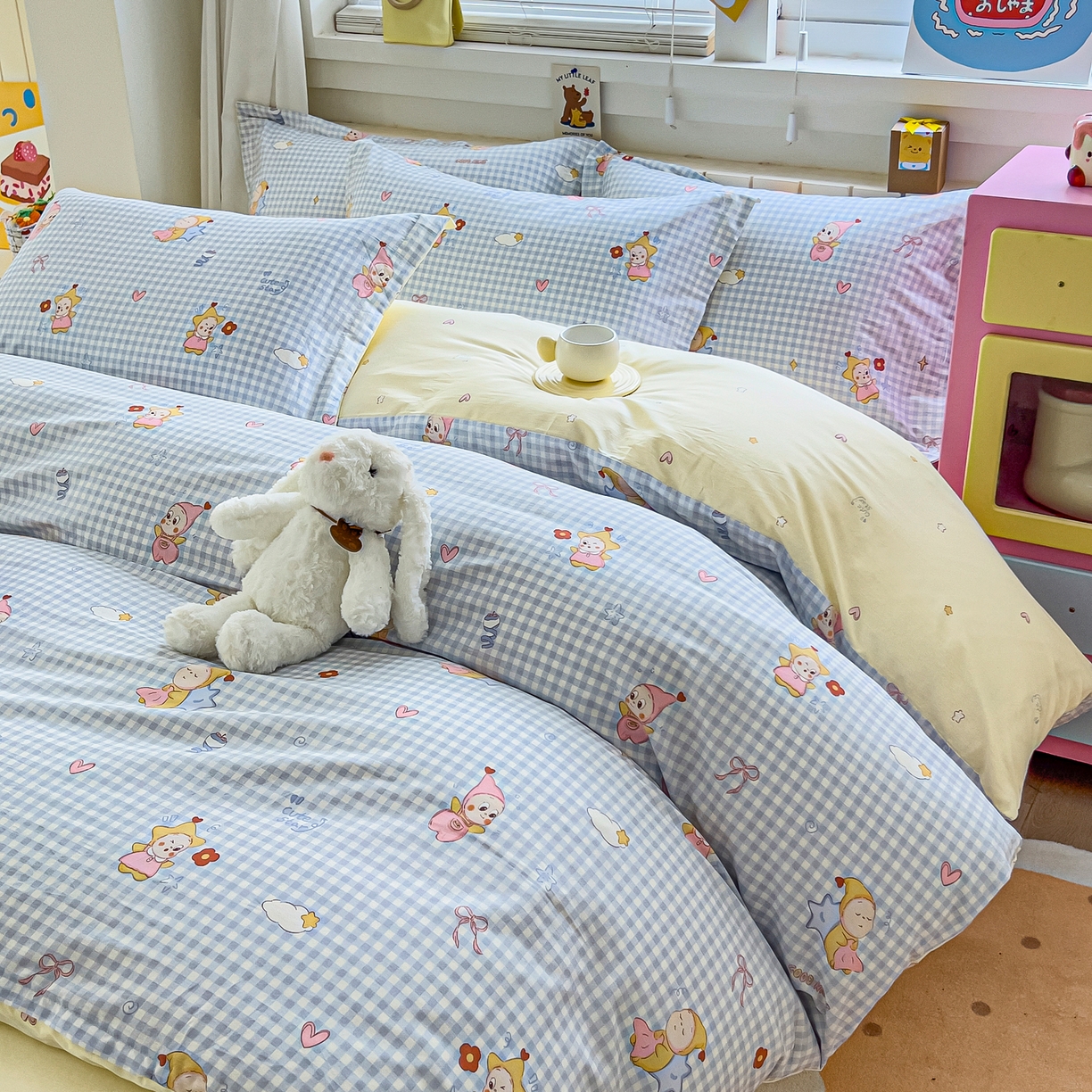 91家纺网 家纺一手货源 找家纺 琪琪阁家纺 2026新款加厚全棉纯棉四件套 甜梦小精灵