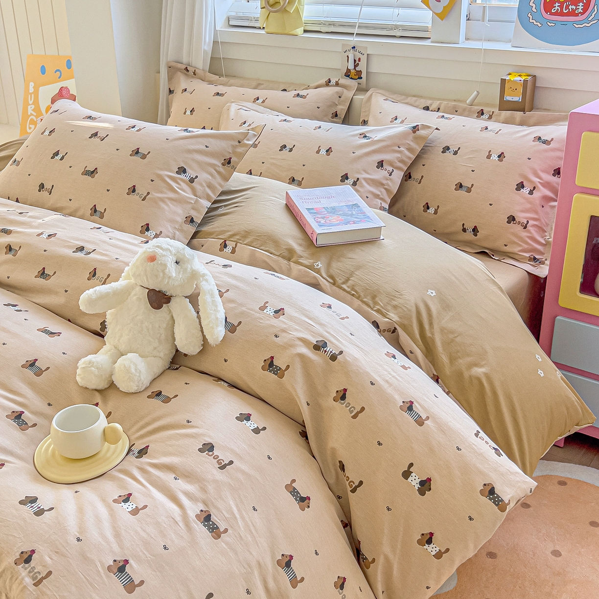 91家纺网 家纺一手货源 找家纺 琪琪阁家纺 2026新款加厚全棉纯棉四件套 无忧腊肠