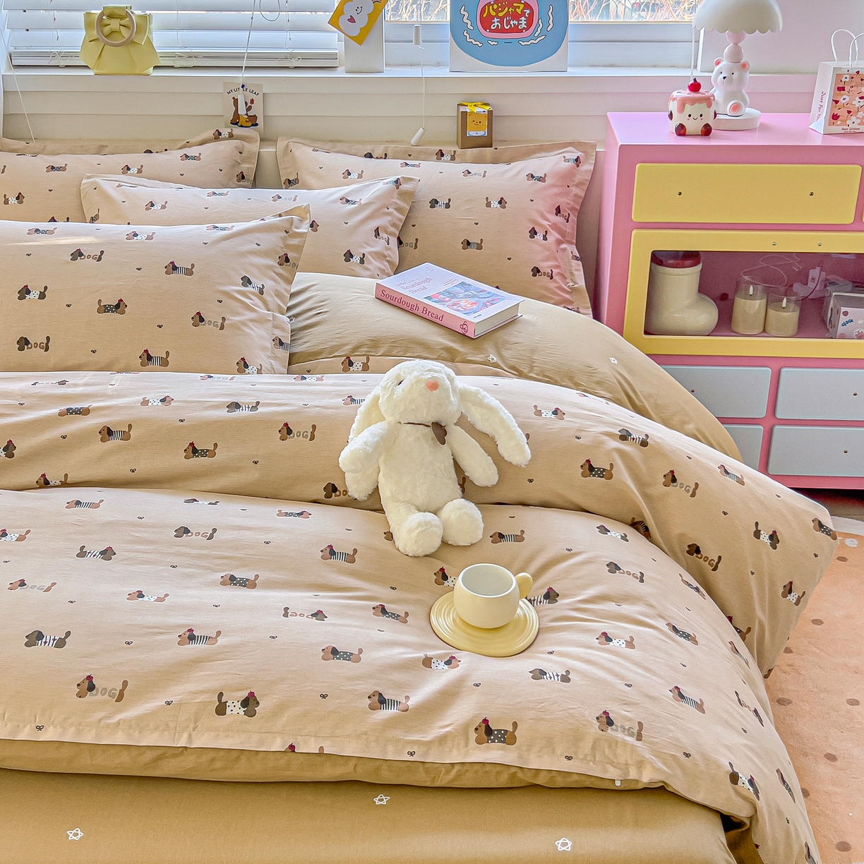 91家纺网 家纺一手货源 找家纺 琪琪阁家纺 2026新款加厚全棉纯棉四件套 无忧腊肠