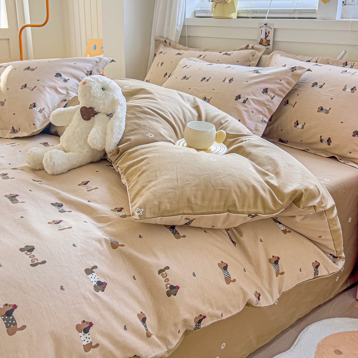 91家纺网 家纺一手货源 找家纺 琪琪阁家纺 2026新款加厚全棉纯棉四件套 无忧腊肠