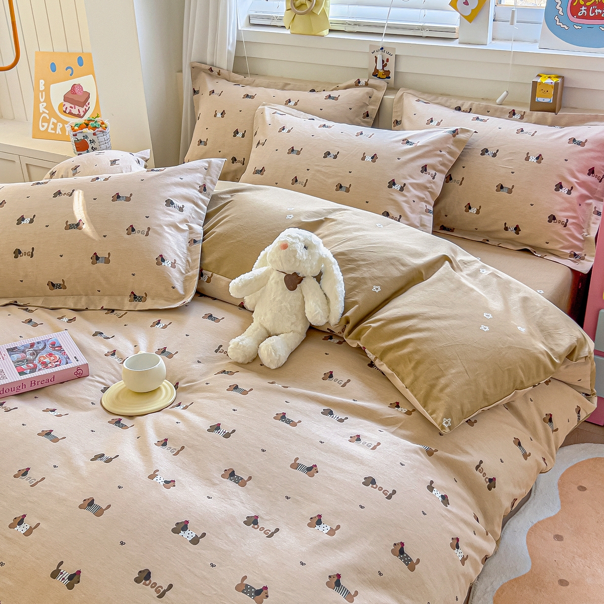 91家纺网 家纺一手货源 找家纺 琪琪阁家纺 2026新款加厚全棉纯棉四件套 无忧腊肠