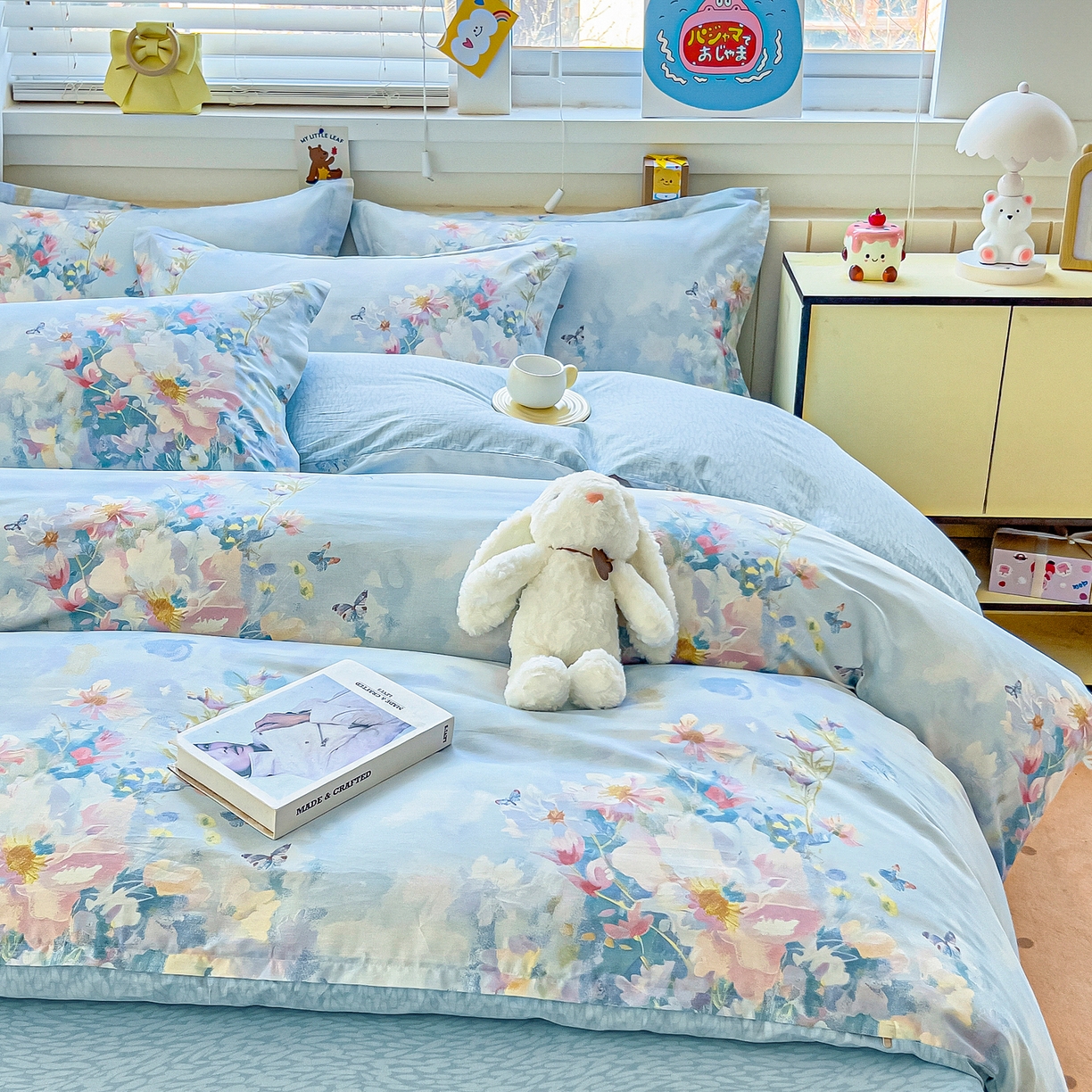 91家纺网 家纺一手货源 找家纺 琪琪阁家纺 2026新款加厚全棉纯棉四件套 雾里寻花