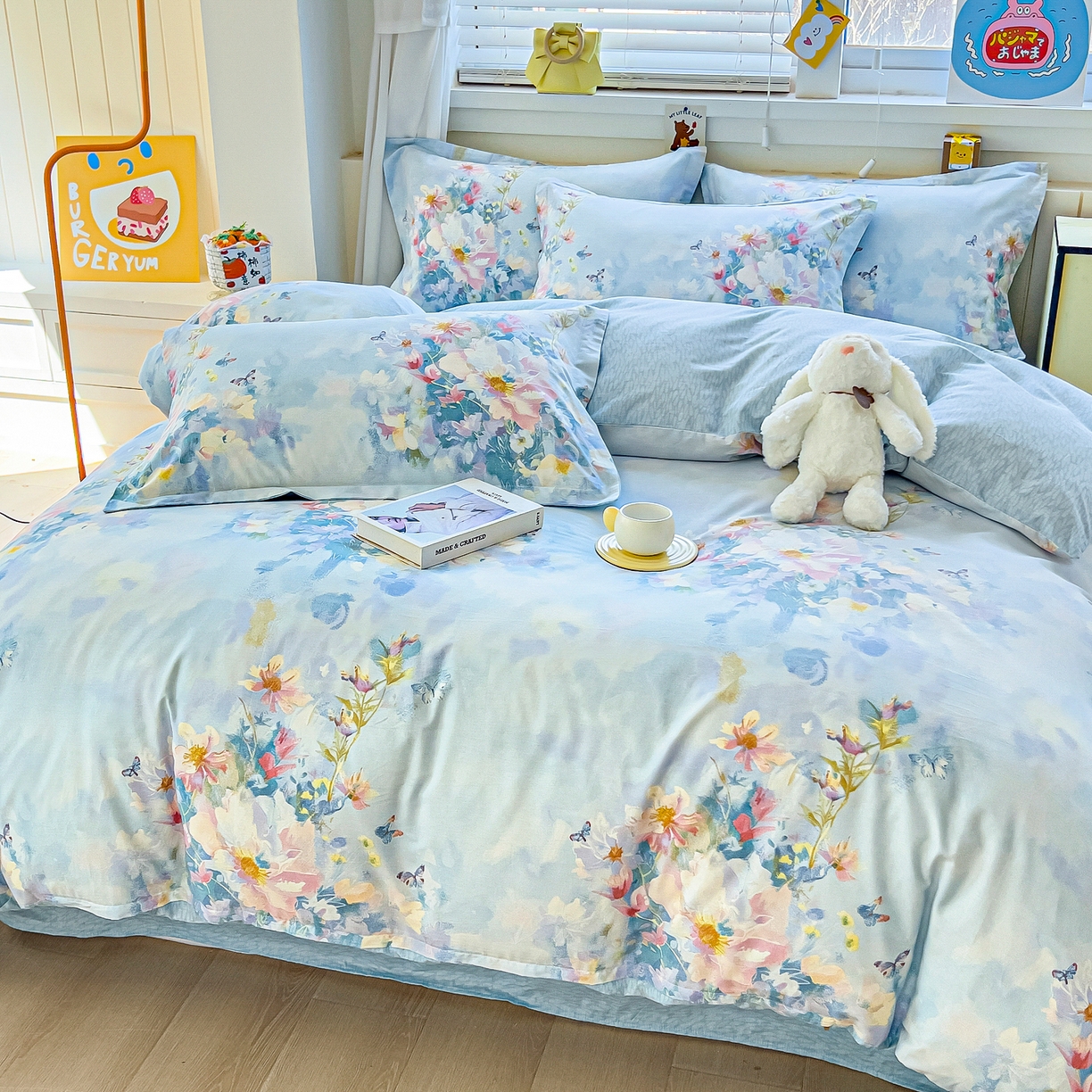 91家纺网 家纺一手货源 找家纺 琪琪阁家纺 2026新款加厚全棉纯棉四件套 雾里寻花