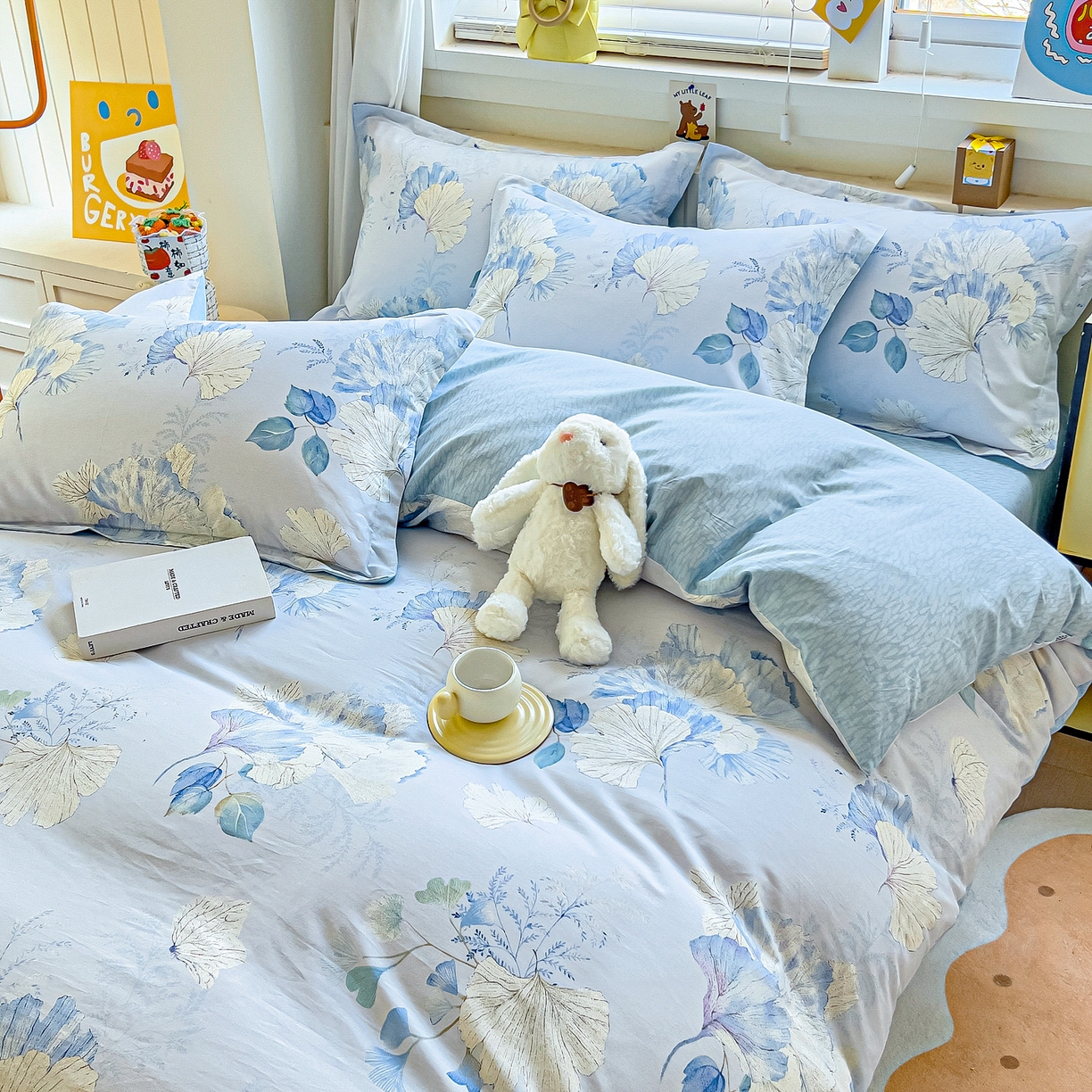 91家纺网 家纺一手货源 找家纺 琪琪阁家纺 2026新款加厚全棉纯棉四件套 银杏花语