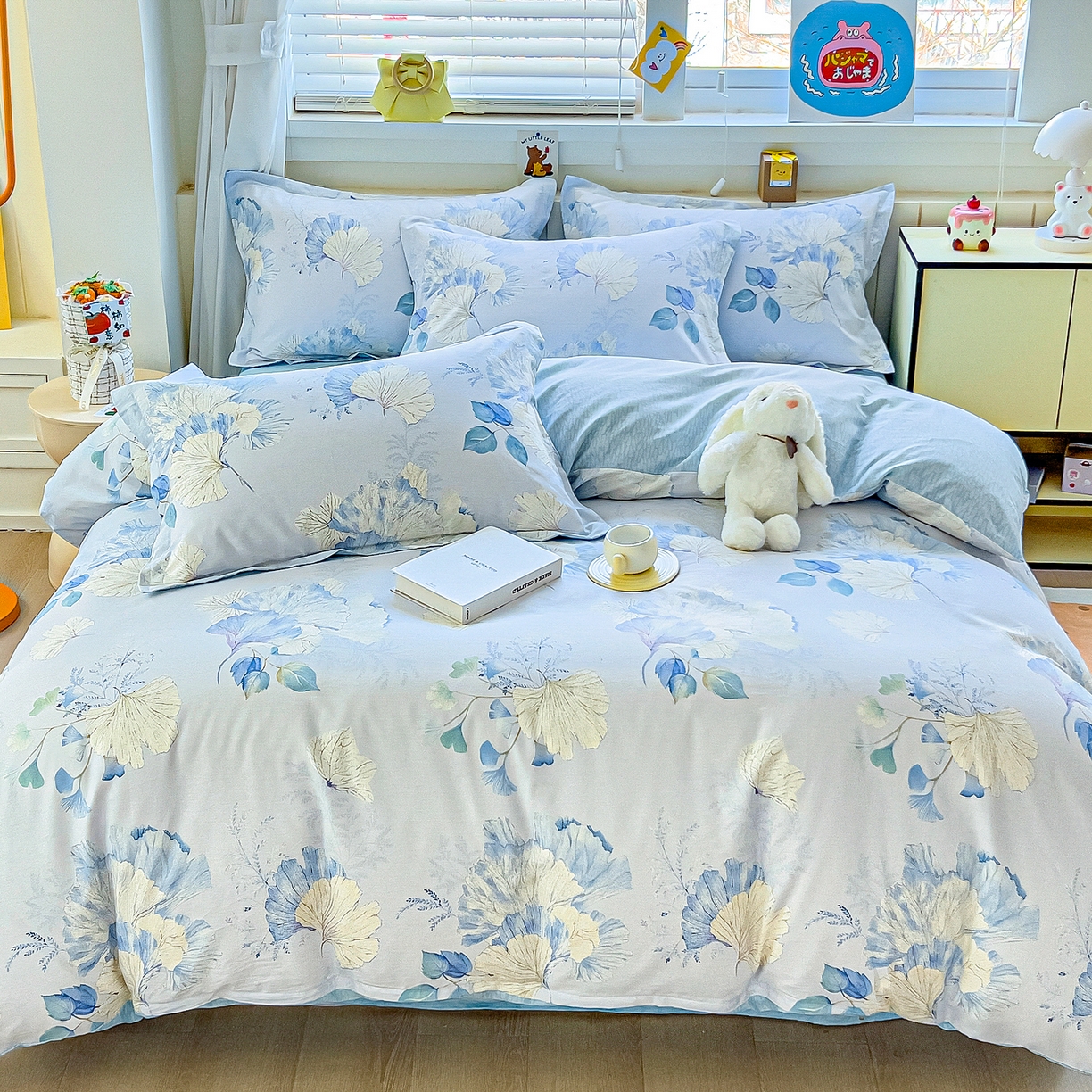 91家纺网 家纺一手货源 找家纺 琪琪阁家纺 2026新款加厚全棉纯棉四件套 银杏花语