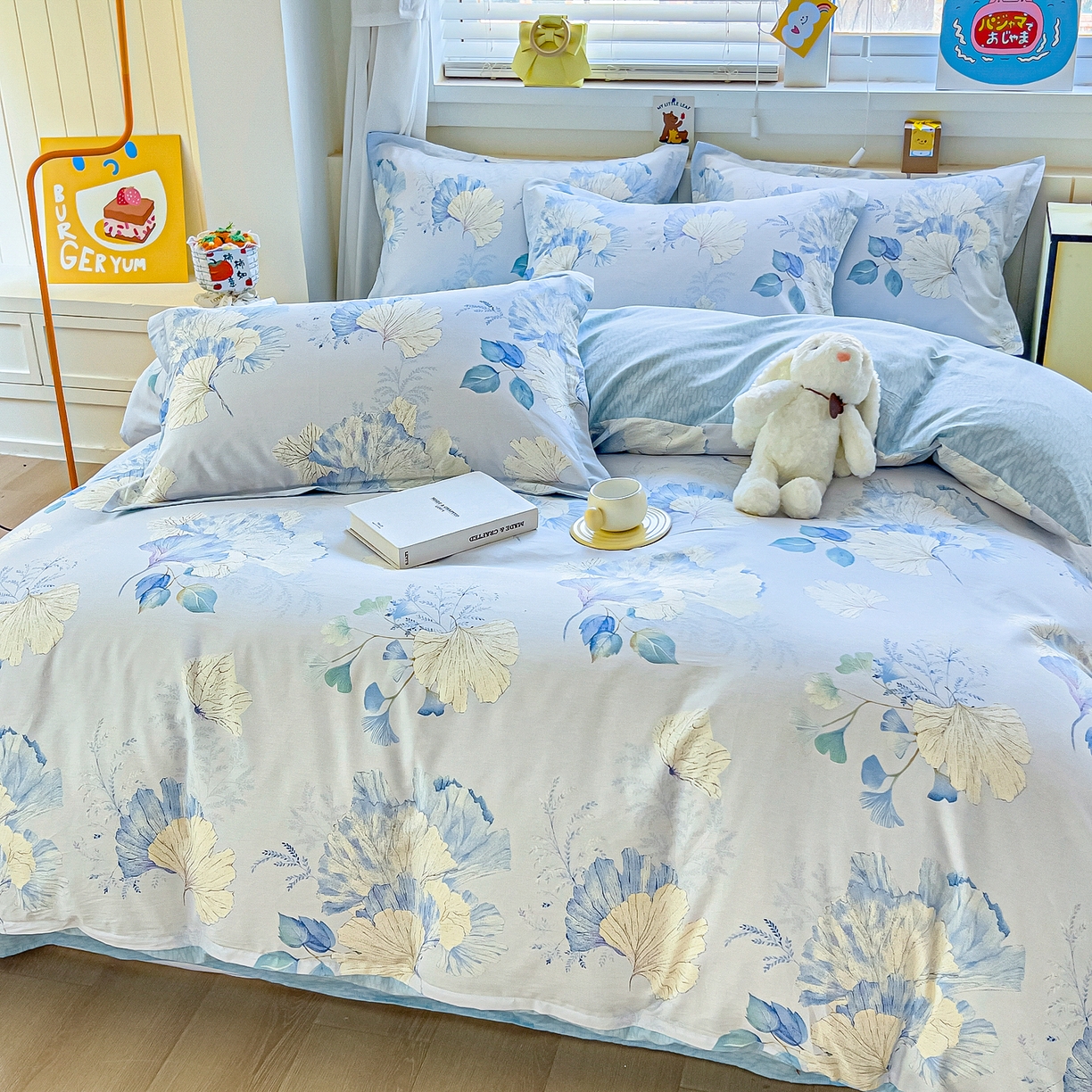 91家纺网 家纺一手货源 找家纺 琪琪阁家纺 2026新款加厚全棉纯棉四件套 银杏花语