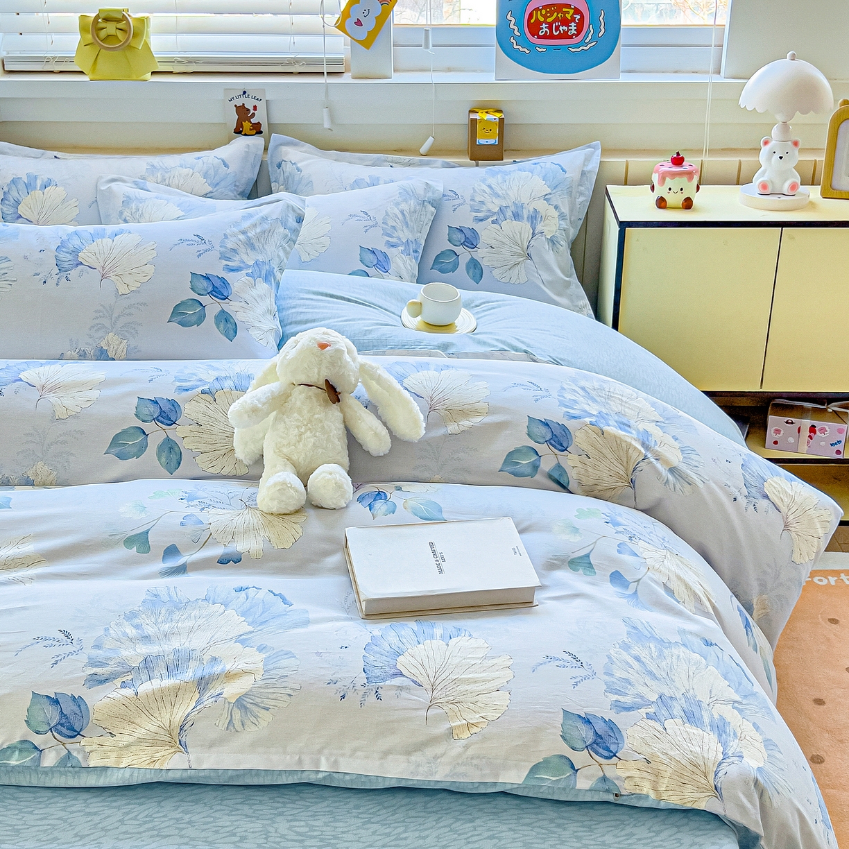 91家纺网 家纺一手货源 找家纺 琪琪阁家纺 2026新款加厚全棉纯棉四件套 银杏花语