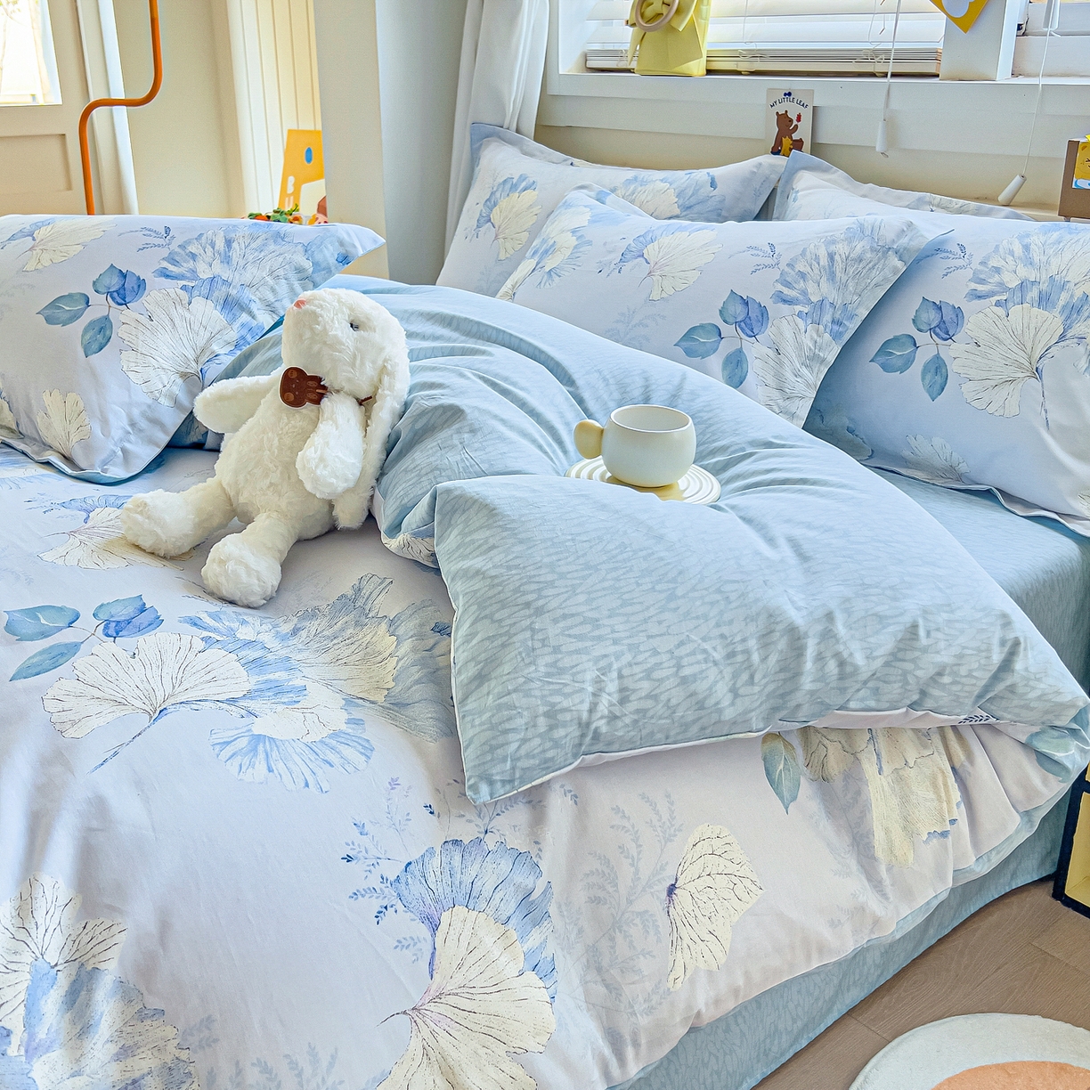 91家纺网 家纺一手货源 找家纺 琪琪阁家纺 2026新款加厚全棉纯棉四件套 银杏花语