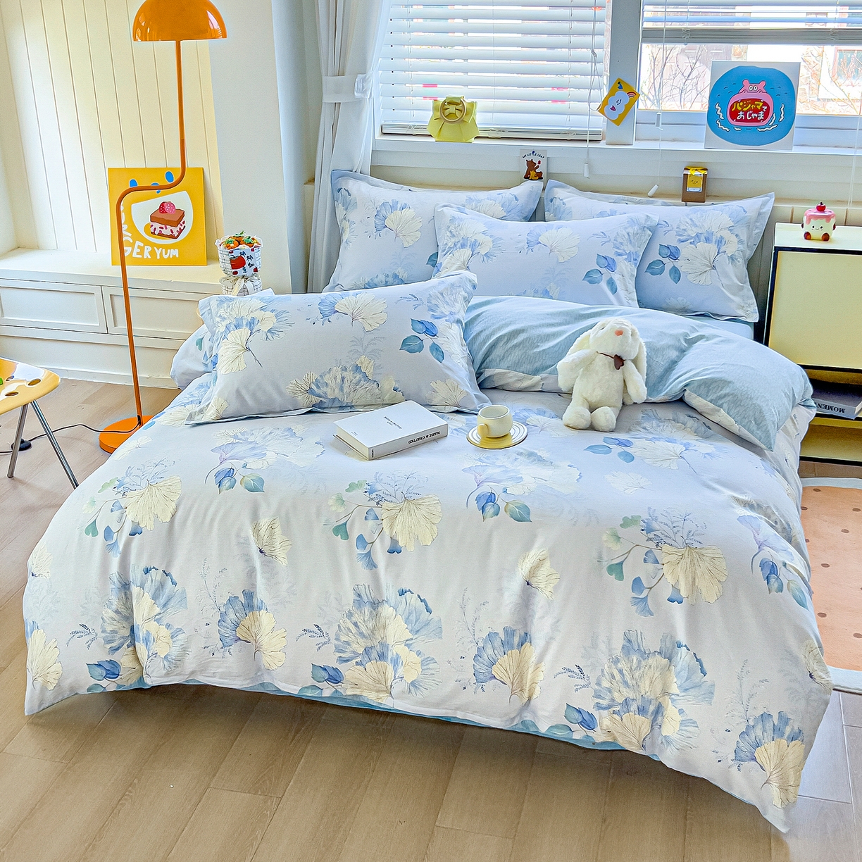 91家纺网 家纺一手货源 找家纺 琪琪阁家纺 2026新款加厚全棉纯棉四件套 银杏花语