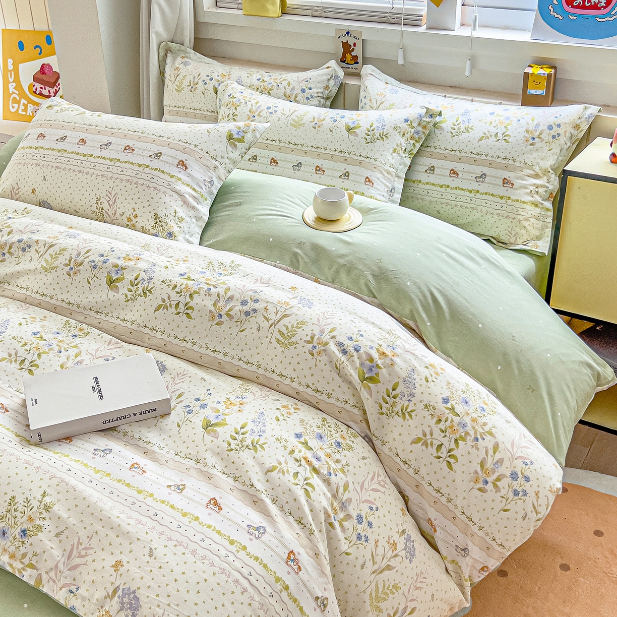 91家纺网 家纺一手货源 找家纺 琪琪阁家纺 2026新款加厚全棉纯棉四件套 早春的树