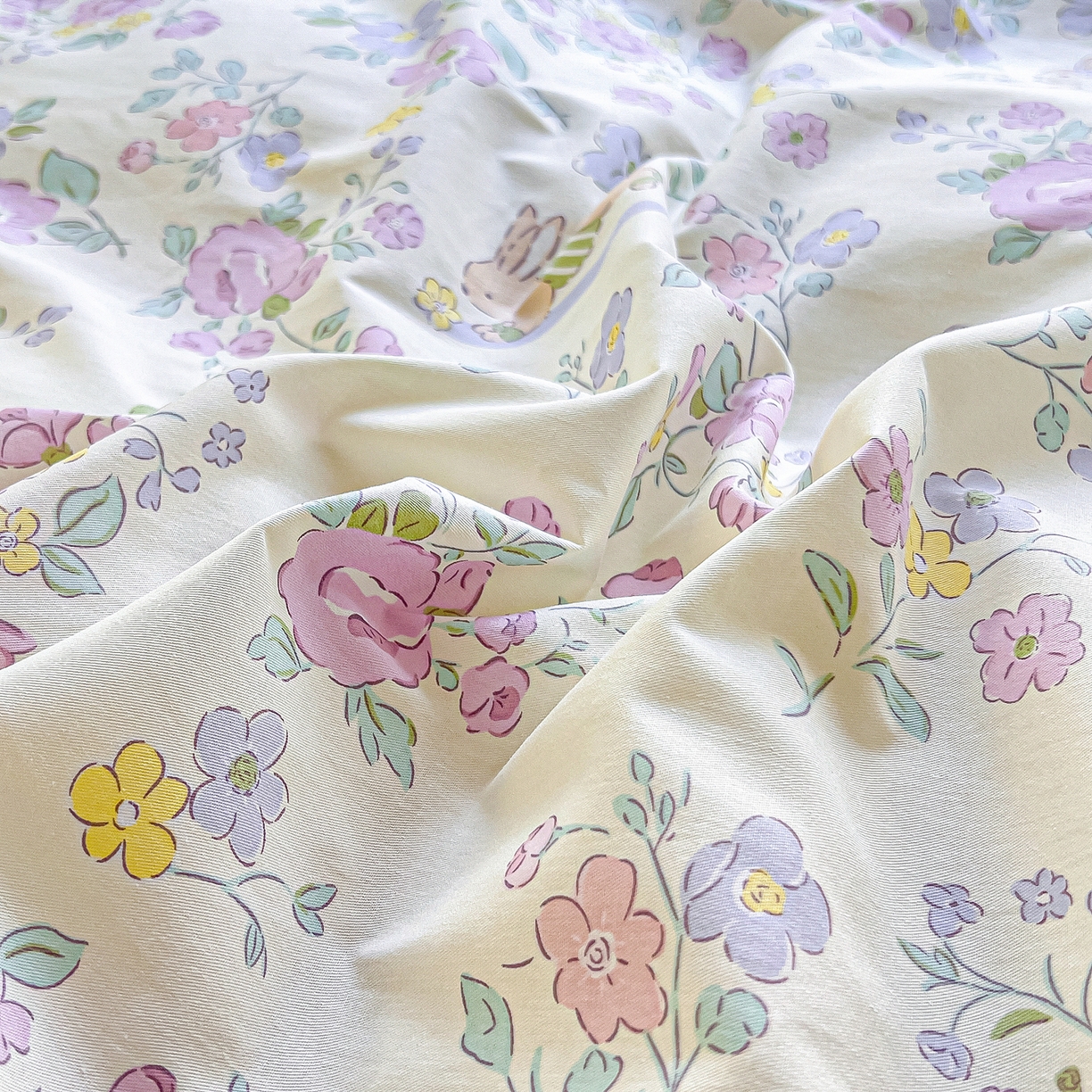 91家纺网 家纺一手货源 找家纺 琪琪阁家纺 2026新款加厚全棉纯棉四件套 醉花兔