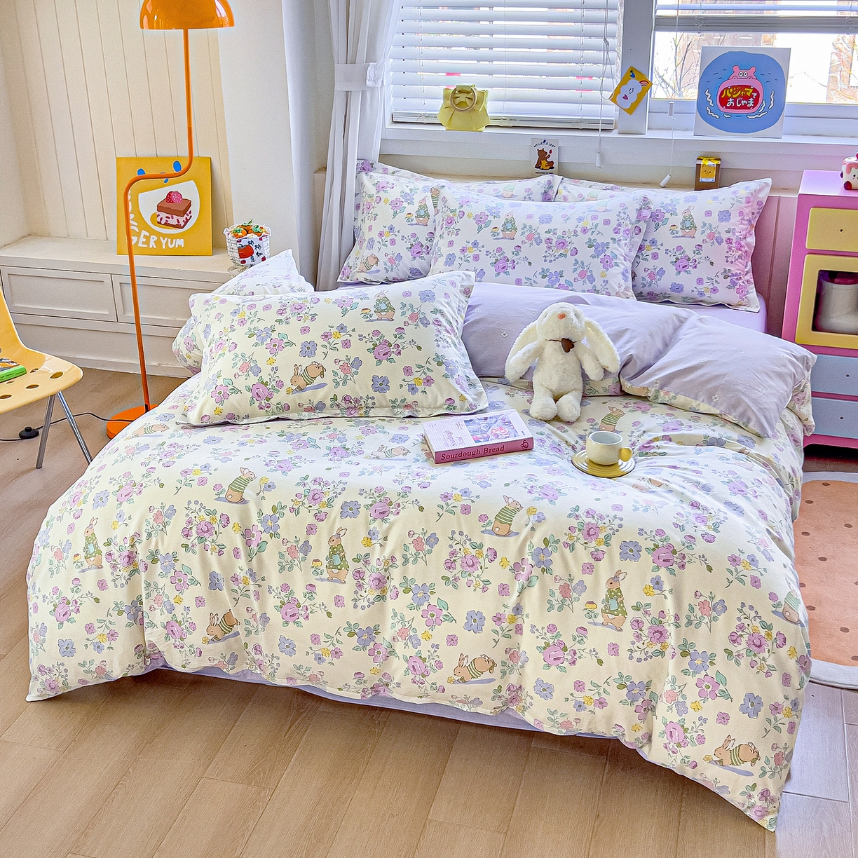 91家纺网 家纺一手货源 找家纺 琪琪阁家纺 2026新款加厚全棉纯棉四件套 醉花兔