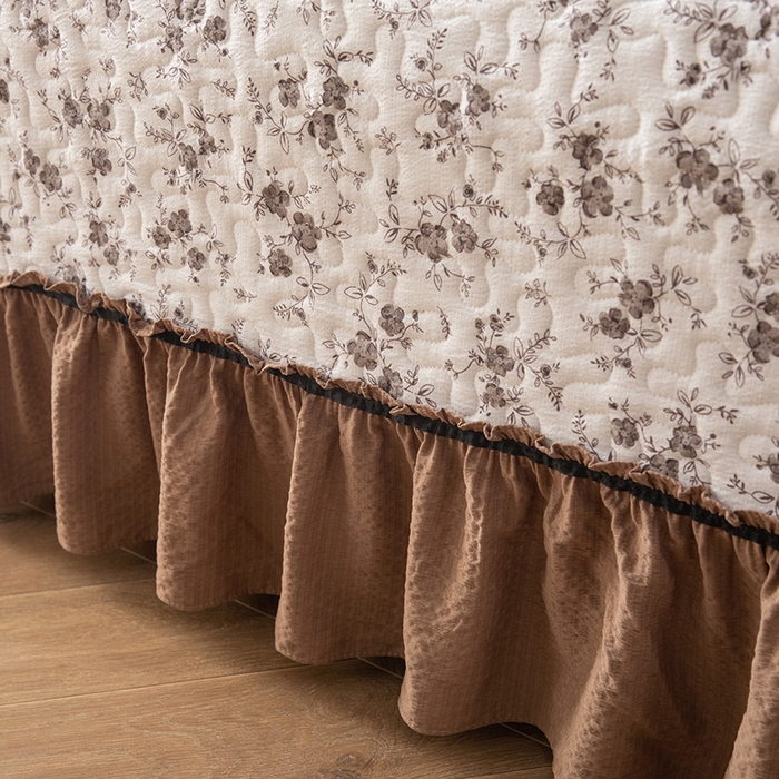 91家纺网 家纺一手货源 找家纺 贝凯瑞 2026新款（美拉德）系列双层纱木棉水洗棉法式花边单件三件四件床盖 美拉德-玫瑰园