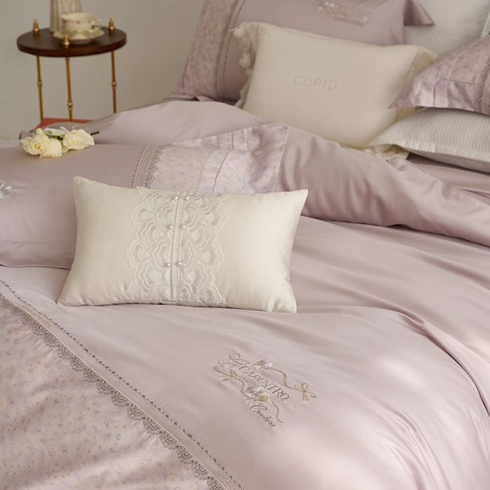 91家纺网 家纺一手货源 找家纺 （总）诗黛尔 2026春夏新品云朵棉印花刺绣美洛蒂系列四件套