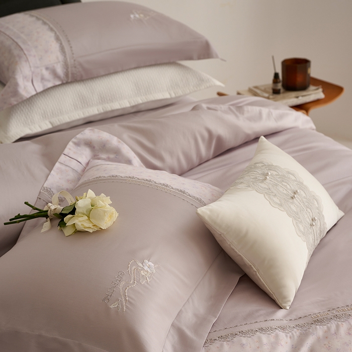 91家纺网 家纺一手货源 找家纺 （总）诗黛尔 2026春夏新品云朵棉印花刺绣美洛蒂系列四件套