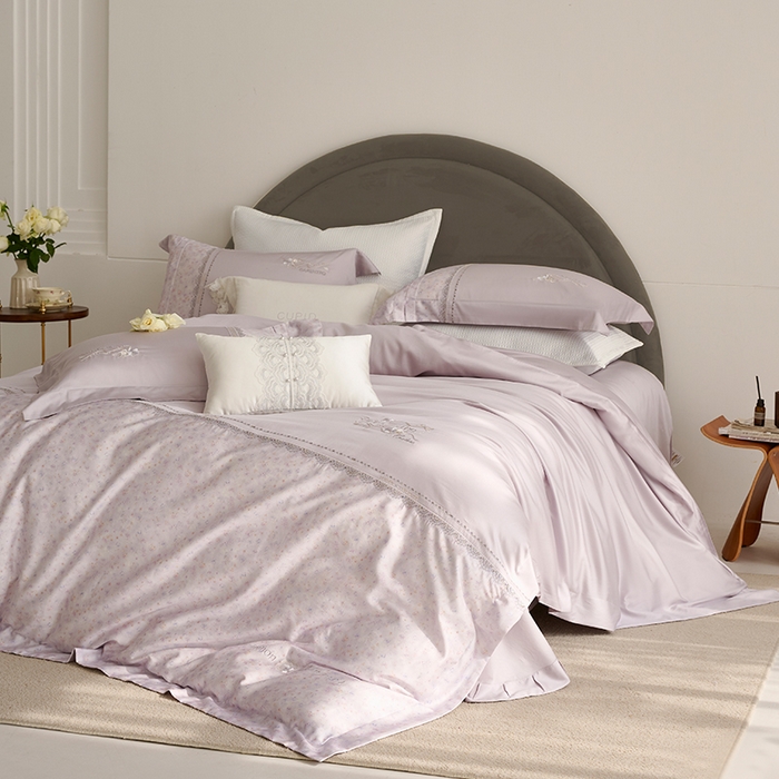 91家纺网 家纺一手货源 找家纺 （总）诗黛尔 2026春夏新品云朵棉印花刺绣美洛蒂系列四件套