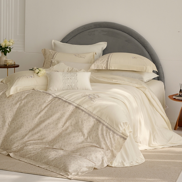 91家纺网 家纺一手货源 找家纺 （总）诗黛尔 2026春夏新品云朵棉印花刺绣美洛蒂系列四件套