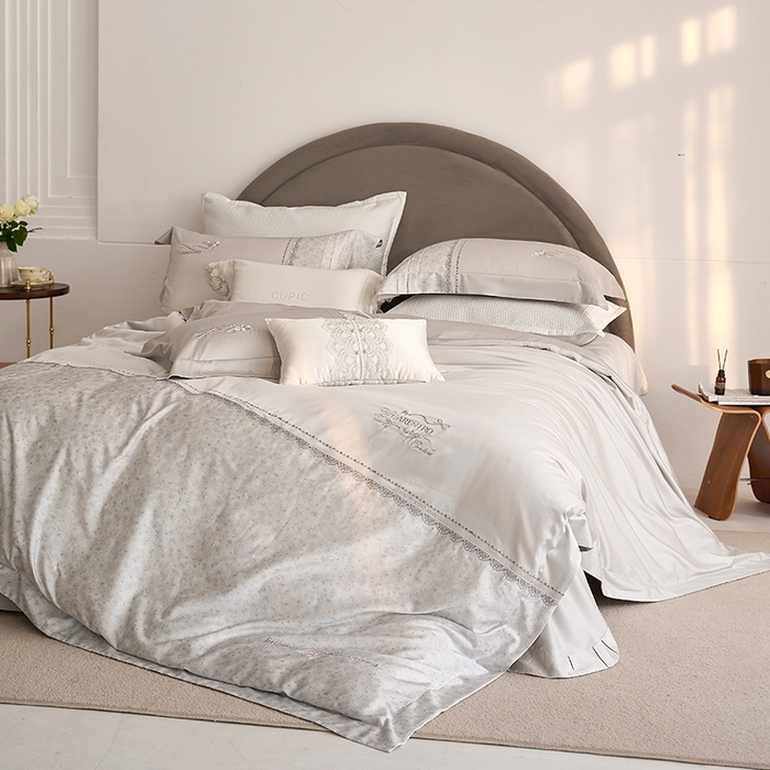 诗黛尔 2026春夏新品云朵棉印花刺绣美洛蒂系列四件套 美洛蒂-漫色灰