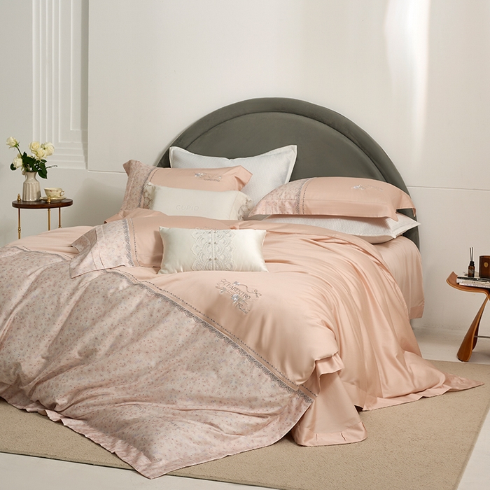 诗黛尔 2026春夏新品云朵棉印花刺绣美洛蒂系列四件套 美洛蒂-树莓粉