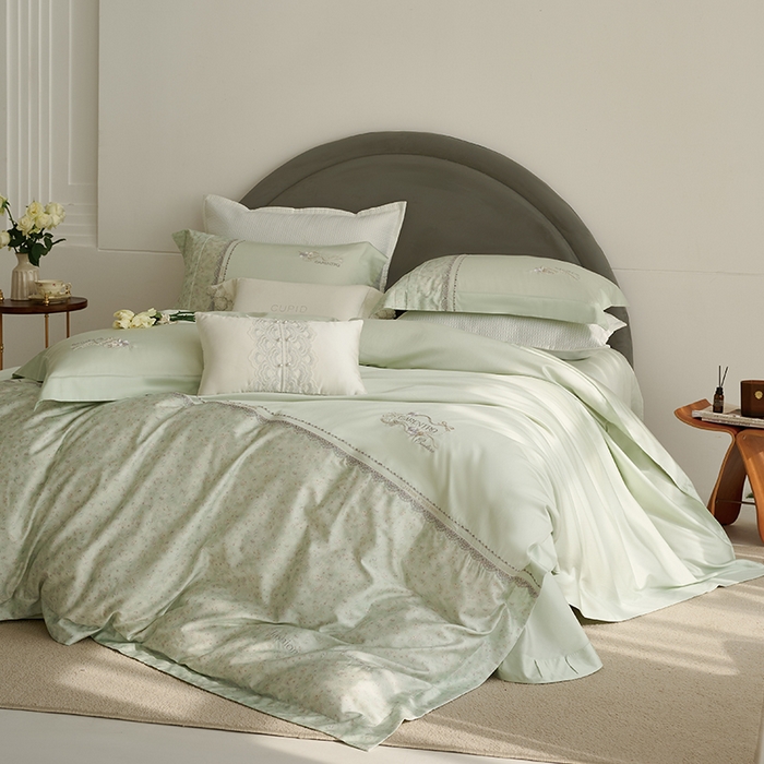 诗黛尔 2026春夏新品云朵棉印花刺绣美洛蒂系列四件套 美洛蒂-香草绿