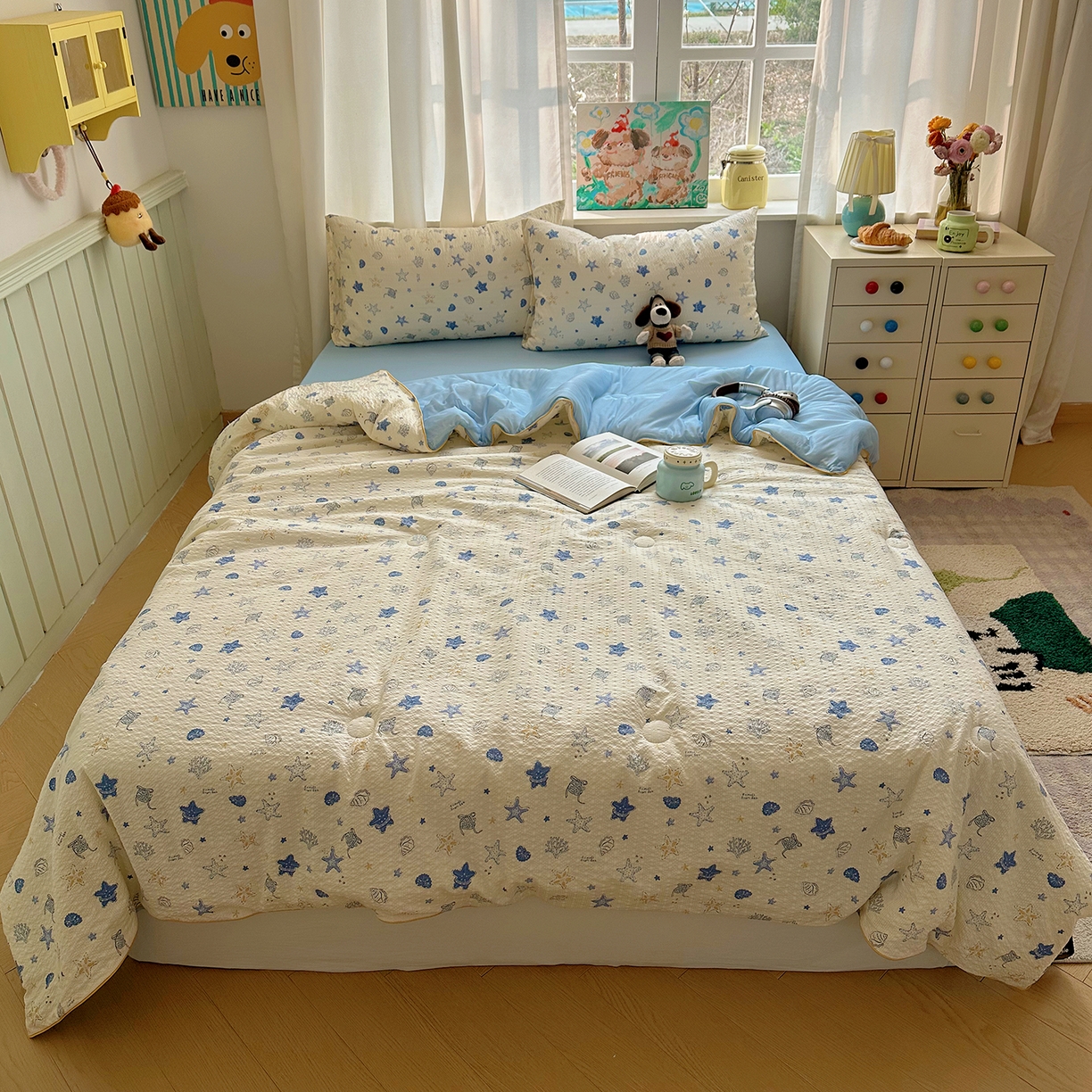 91家纺网 家纺一手货源 找家纺 贝扬思家纺 2026新款泡芙纱单夏被凉糖系列（凉而不冰的触感，清凉与柔软兼得） 凉糖-贝壳星