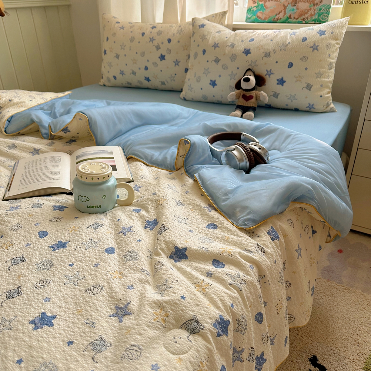 91家纺网 家纺一手货源 找家纺 贝扬思家纺 2026新款泡芙纱单夏被凉糖系列（凉而不冰的触感，清凉与柔软兼得） 凉糖-贝壳星