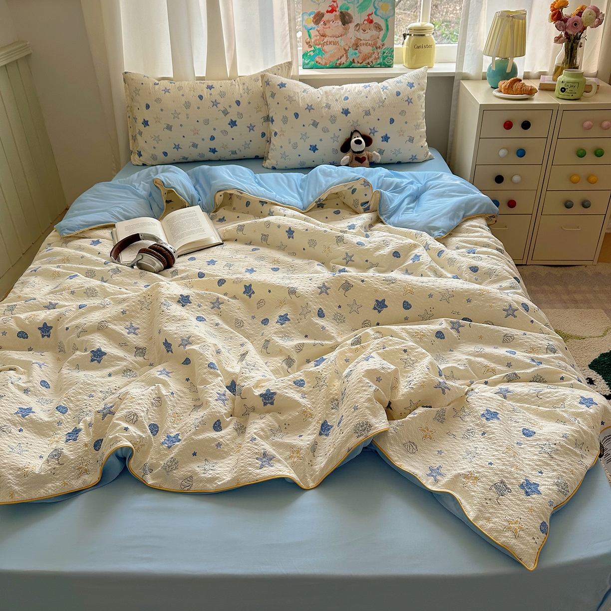 91家纺网 家纺一手货源 找家纺 贝扬思家纺 2026新款泡芙纱单夏被凉糖系列（凉而不冰的触感，清凉与柔软兼得） 凉糖-贝壳星