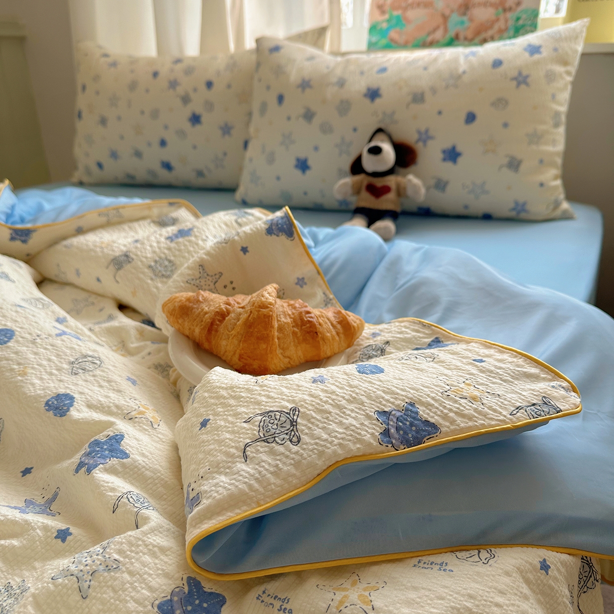 91家纺网 家纺一手货源 找家纺 贝扬思家纺 2026新款泡芙纱单夏被凉糖系列（凉而不冰的触感，清凉与柔软兼得） 凉糖-贝壳星