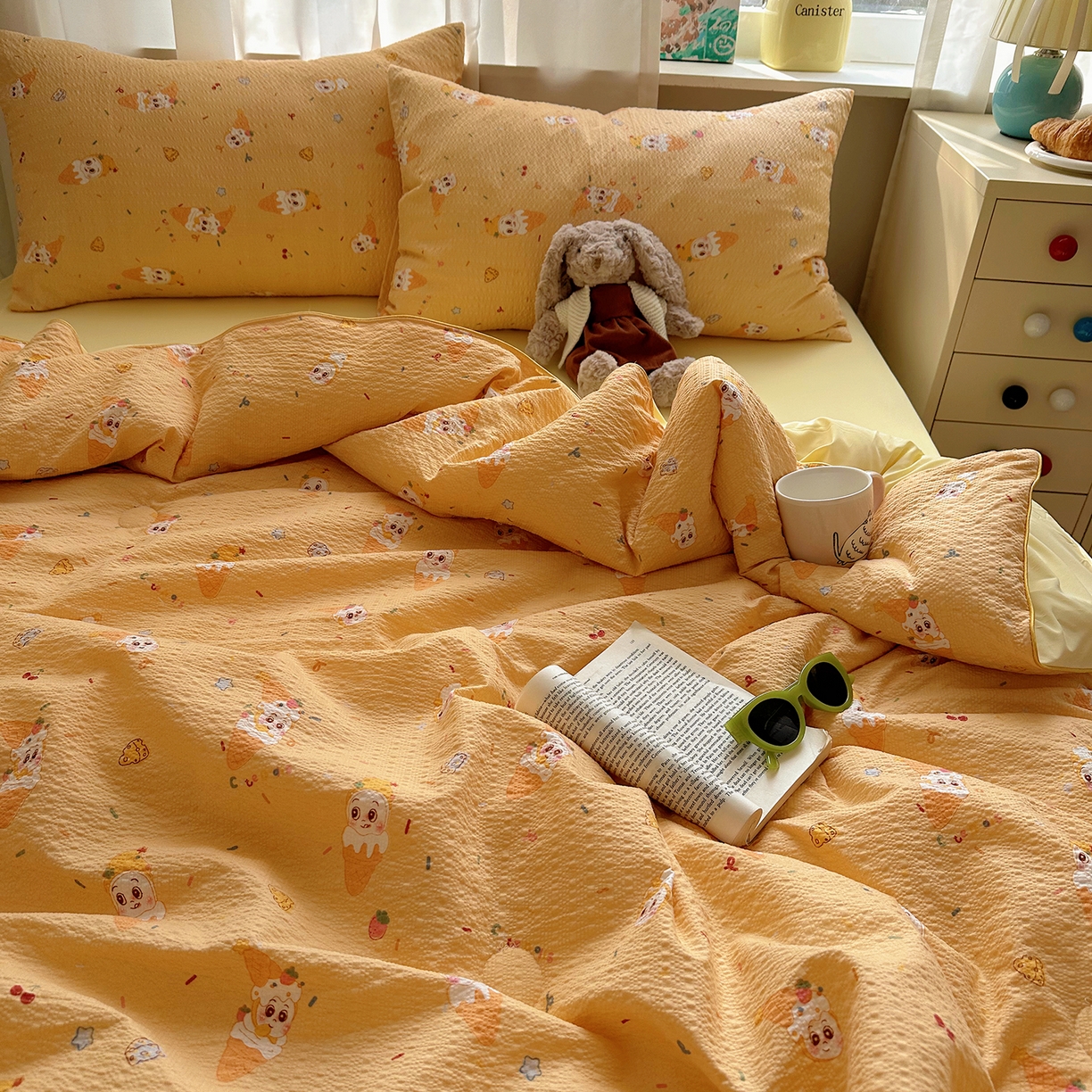 91家纺网 家纺一手货源 找家纺 贝扬思家纺 2026新款泡芙纱单夏被凉糖系列（凉而不冰的触感，清凉与柔软兼得） 凉糖-冰激凌星星