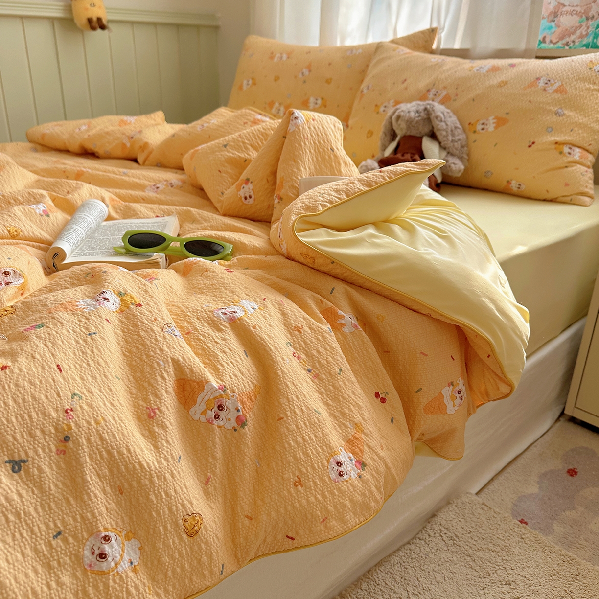 91家纺网 家纺一手货源 找家纺 贝扬思家纺 2026新款泡芙纱单夏被凉糖系列（凉而不冰的触感，清凉与柔软兼得） 凉糖-冰激凌星星