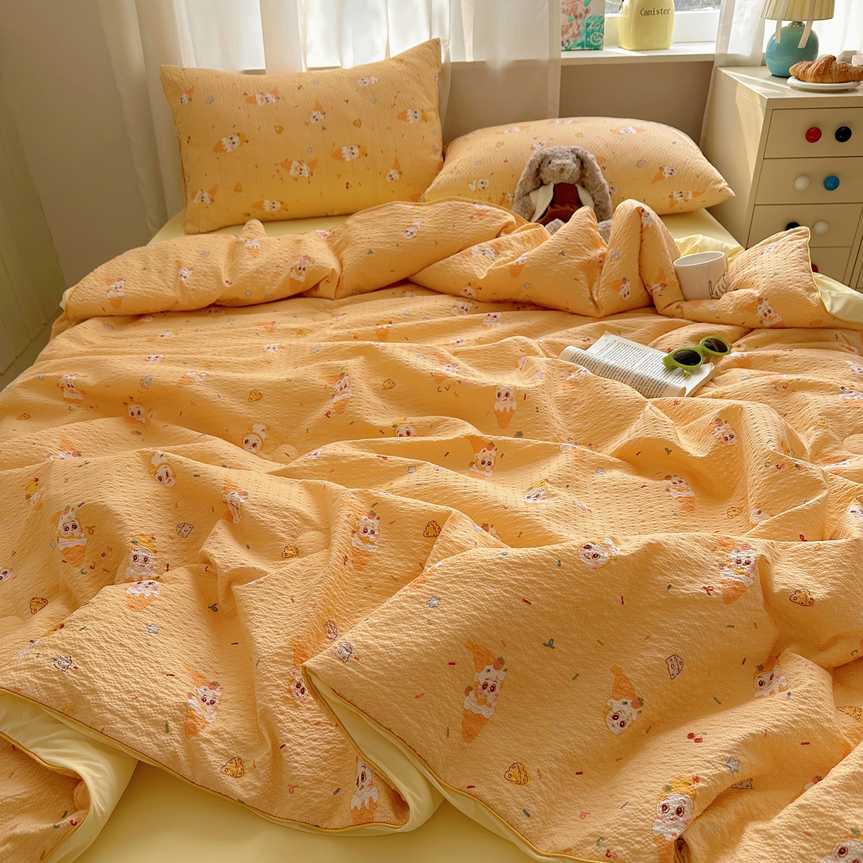 91家纺网 家纺一手货源 找家纺 贝扬思家纺 2026新款泡芙纱单夏被凉糖系列（凉而不冰的触感，清凉与柔软兼得） 凉糖-冰激凌星星