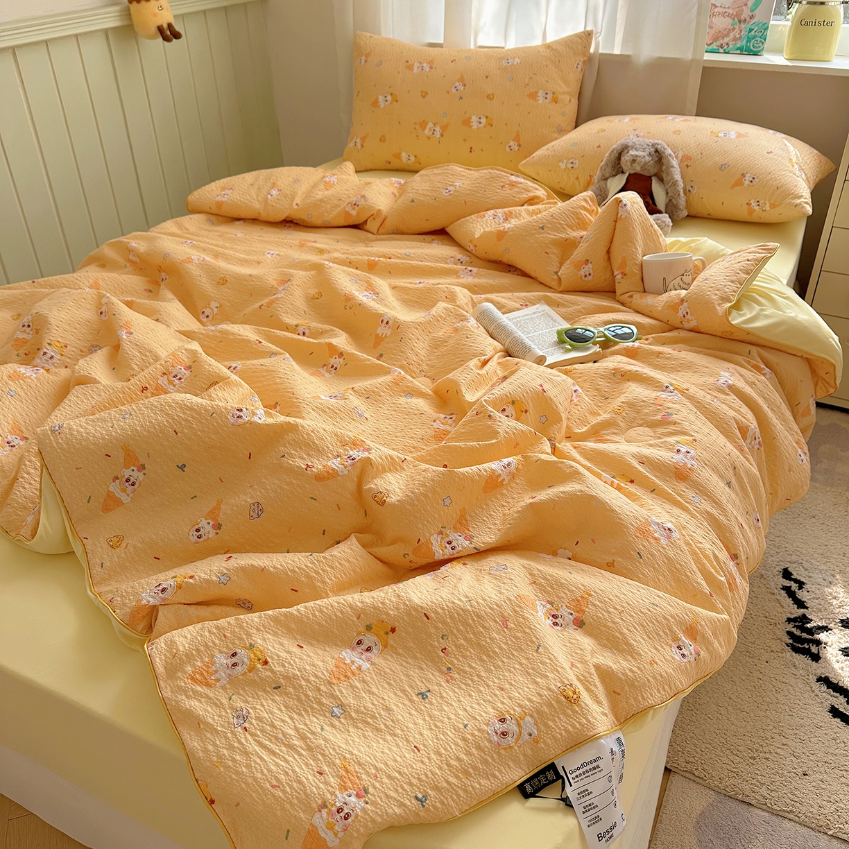 91家纺网 家纺一手货源 找家纺 贝扬思家纺 2026新款泡芙纱单夏被凉糖系列（凉而不冰的触感，清凉与柔软兼得） 凉糖-冰激凌星星