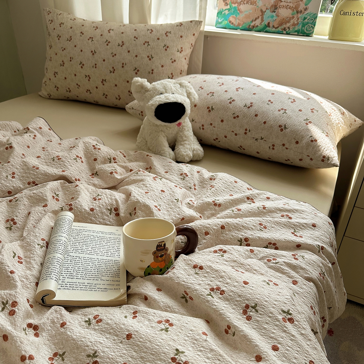 91家纺网 家纺一手货源 找家纺 贝扬思家纺 2026新款泡芙纱单夏被凉糖系列（凉而不冰的触感，清凉与柔软兼得） 凉糖-酒渍樱桃