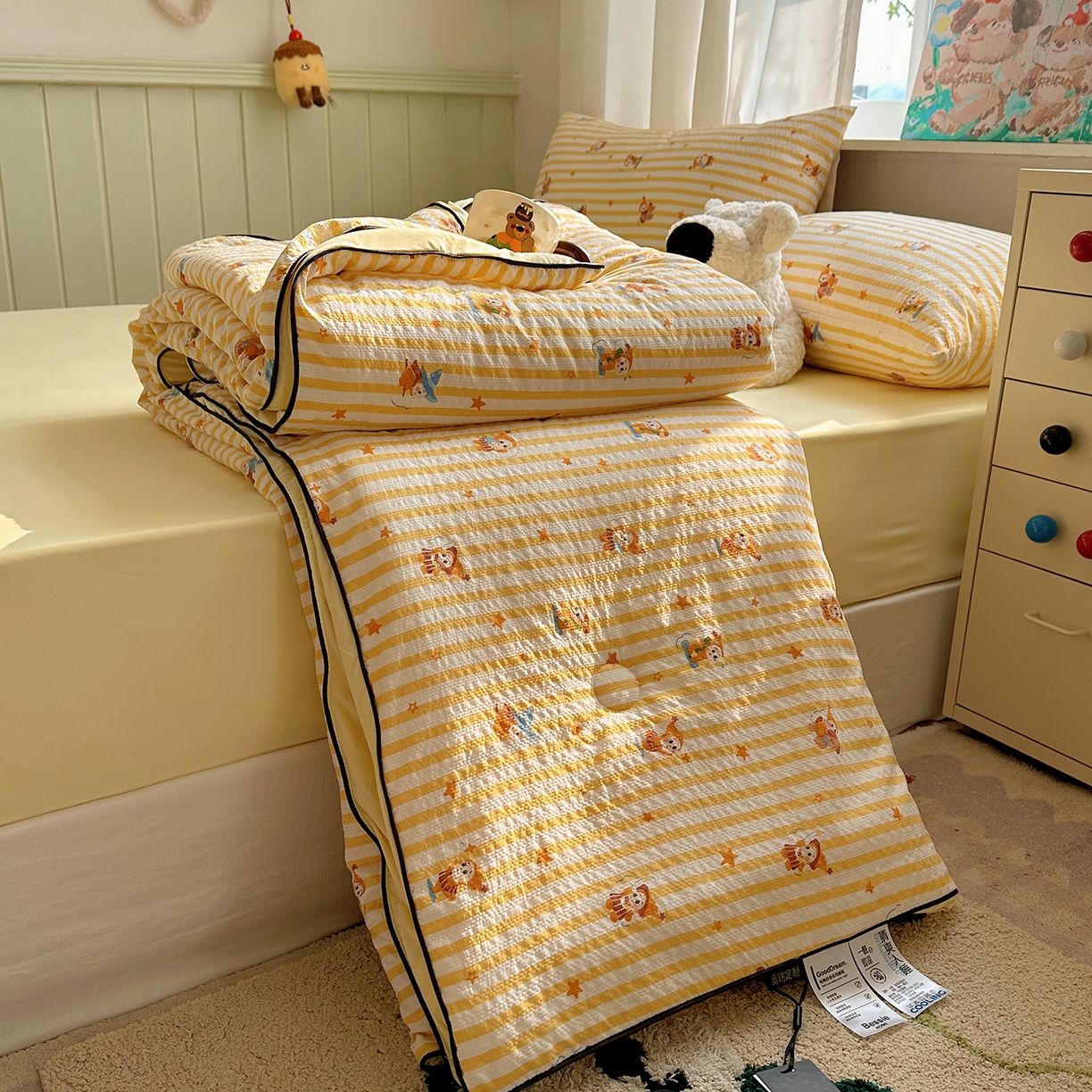 91家纺网 家纺一手货源 找家纺 贝扬思家纺 2026新款泡芙纱单夏被凉糖系列（凉而不冰的触感，清凉与柔软兼得） 凉糖-魔法星星