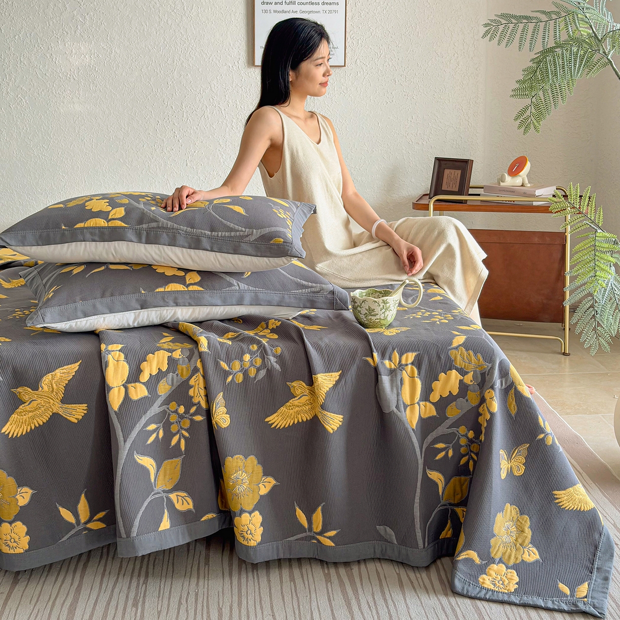 91家纺网 家纺一手货源 找家纺 （总）棠薇家纺 2026新款纱布盖毯长绒棉纱布毛巾被夏被单双人棉纱盖毯毛巾毯夏季夏凉被空调被毯子可铺可盖床盖