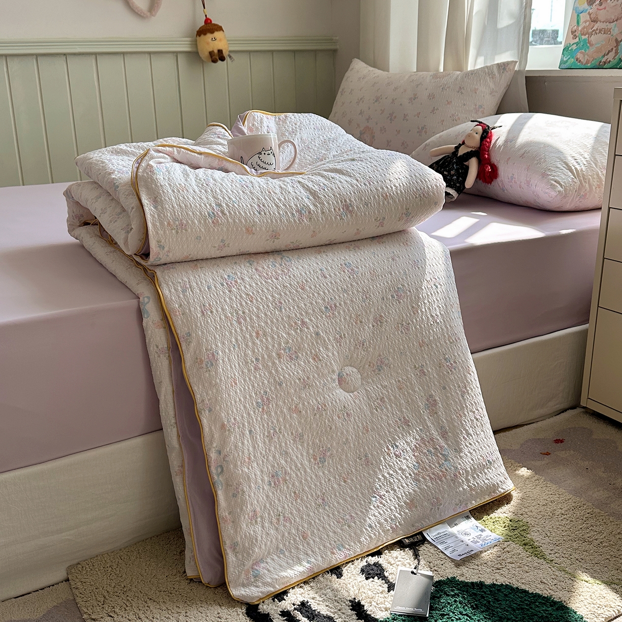 91家纺网 家纺一手货源 找家纺 贝扬思家纺 2026新款泡芙纱单夏被凉糖系列（凉而不冰的触感，清凉与柔软兼得） 凉糖-碎花藏甜