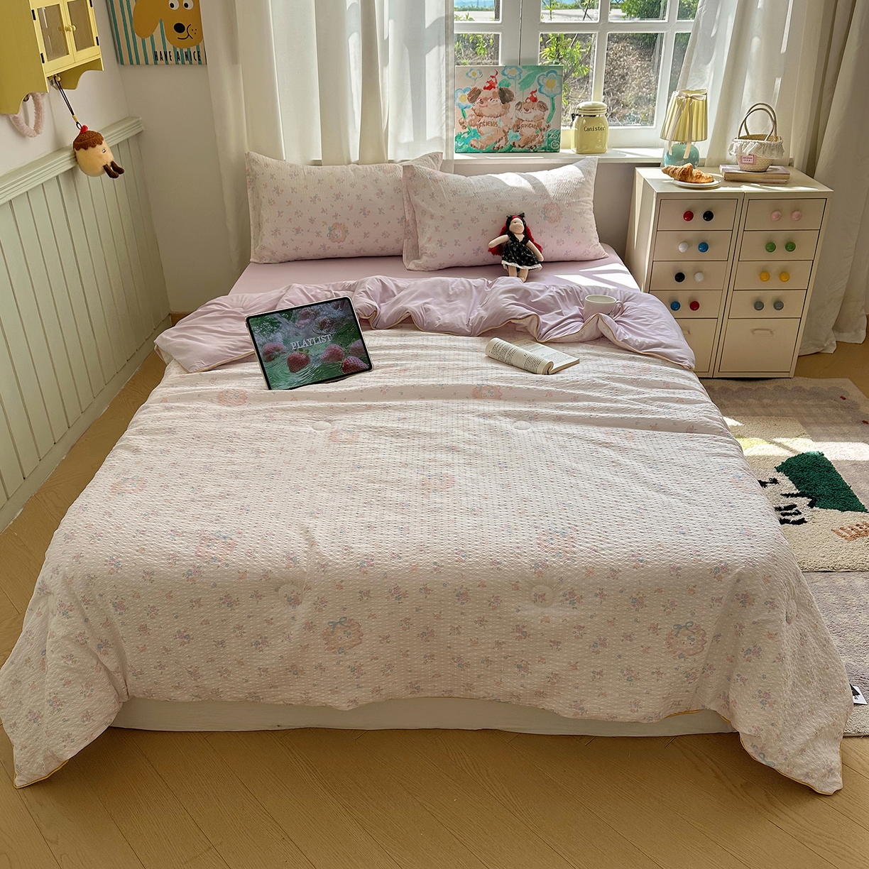 91家纺网 家纺一手货源 找家纺 贝扬思家纺 2026新款泡芙纱单夏被凉糖系列（凉而不冰的触感，清凉与柔软兼得） 凉糖-碎花藏甜