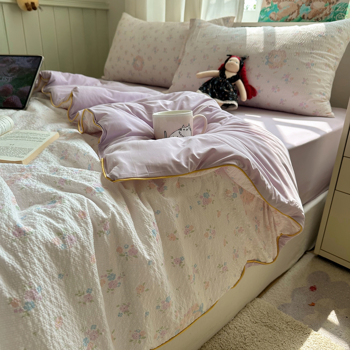 91家纺网 家纺一手货源 找家纺 贝扬思家纺 2026新款泡芙纱单夏被凉糖系列（凉而不冰的触感，清凉与柔软兼得） 凉糖-碎花藏甜