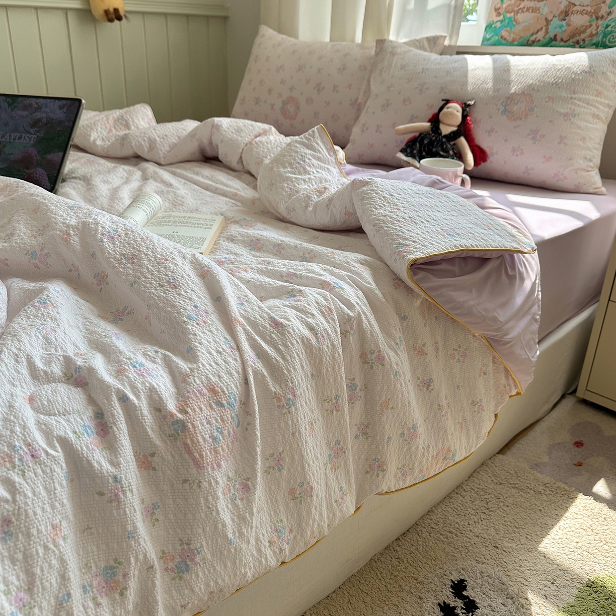 91家纺网 家纺一手货源 找家纺 贝扬思家纺 2026新款泡芙纱单夏被凉糖系列（凉而不冰的触感，清凉与柔软兼得） 凉糖-碎花藏甜