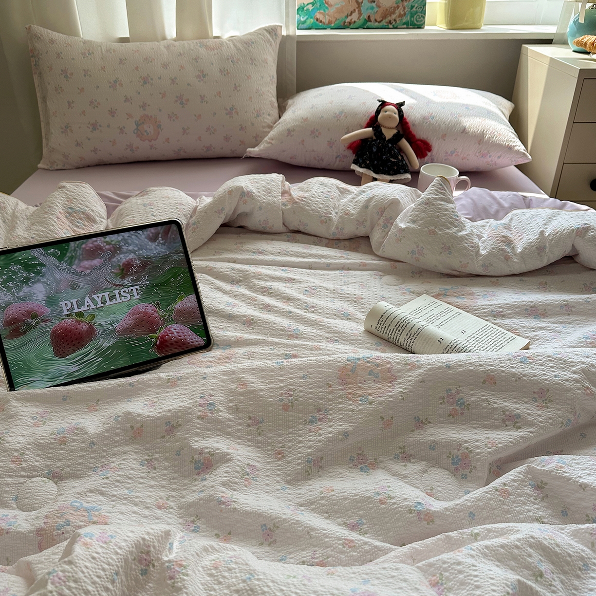 91家纺网 家纺一手货源 找家纺 贝扬思家纺 2026新款泡芙纱单夏被凉糖系列（凉而不冰的触感，清凉与柔软兼得） 凉糖-碎花藏甜