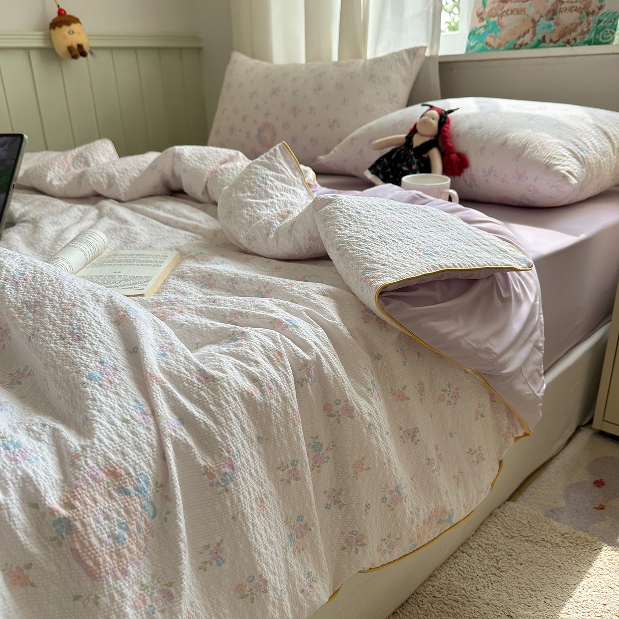 91家纺网 家纺一手货源 找家纺 贝扬思家纺 2026新款泡芙纱单夏被凉糖系列（凉而不冰的触感，清凉与柔软兼得） 凉糖-碎花藏甜