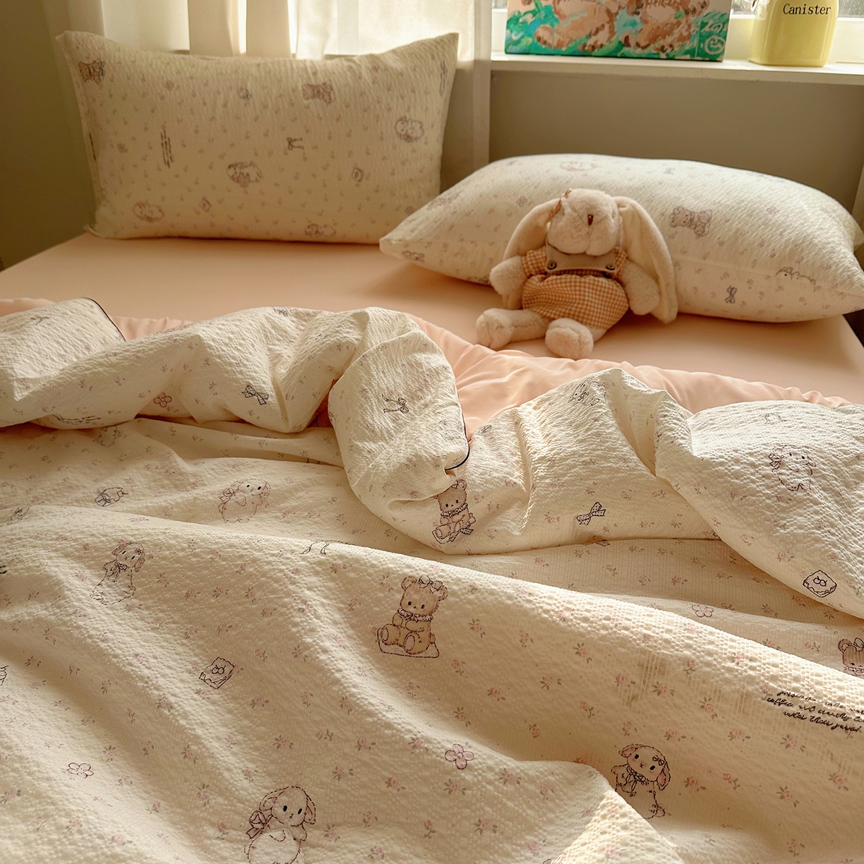 91家纺网 家纺一手货源 找家纺 贝扬思家纺 2026新款泡芙纱单夏被凉糖系列（凉而不冰的触感，清凉与柔软兼得） 凉糖-悦悦小兔