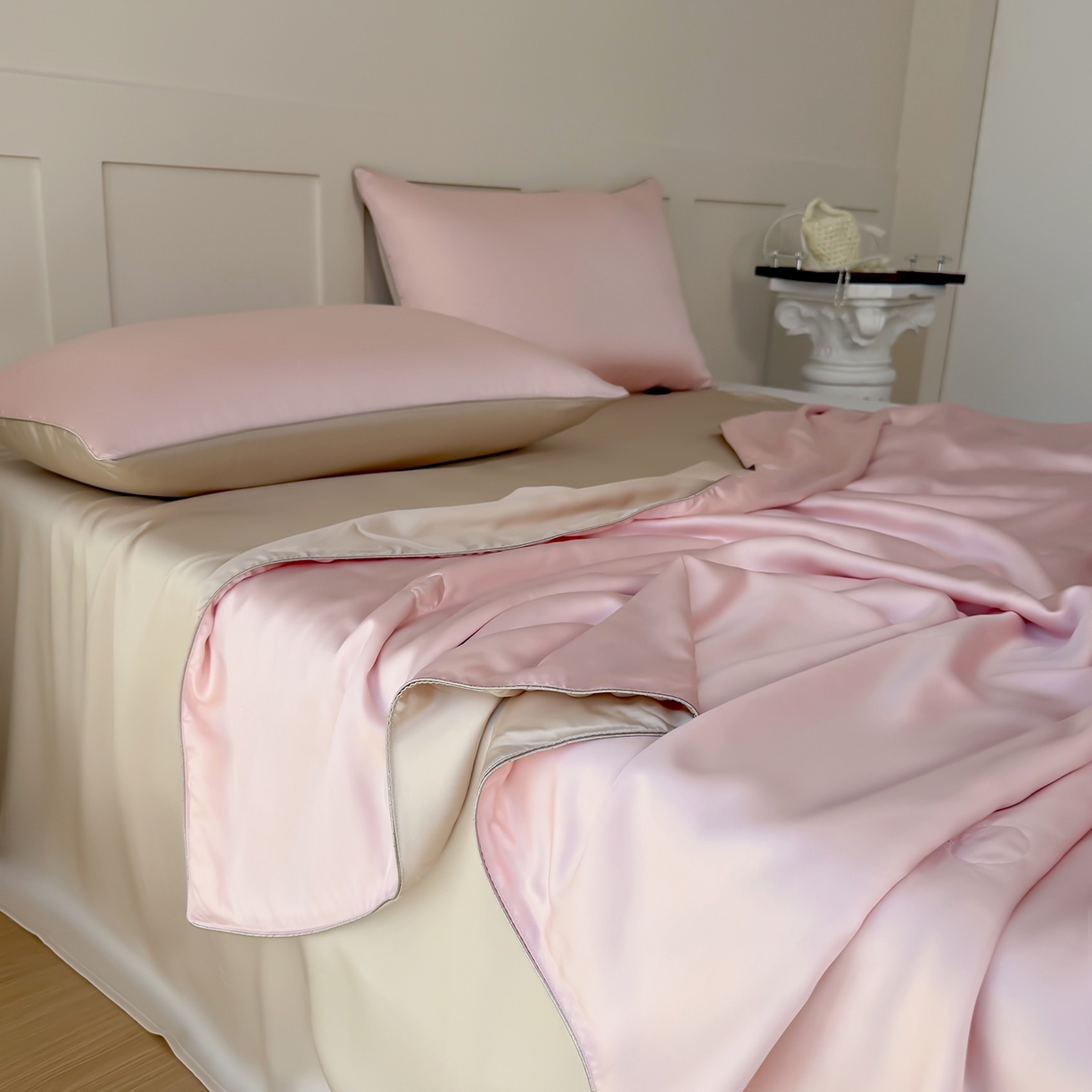 91家纺网 家纺一手货源 找家纺 （总）鑫田家纺 2026新款60支兰精天丝蚕丝被夏凉被100%纯蚕丝夏被四件套床单床笠学生三件套