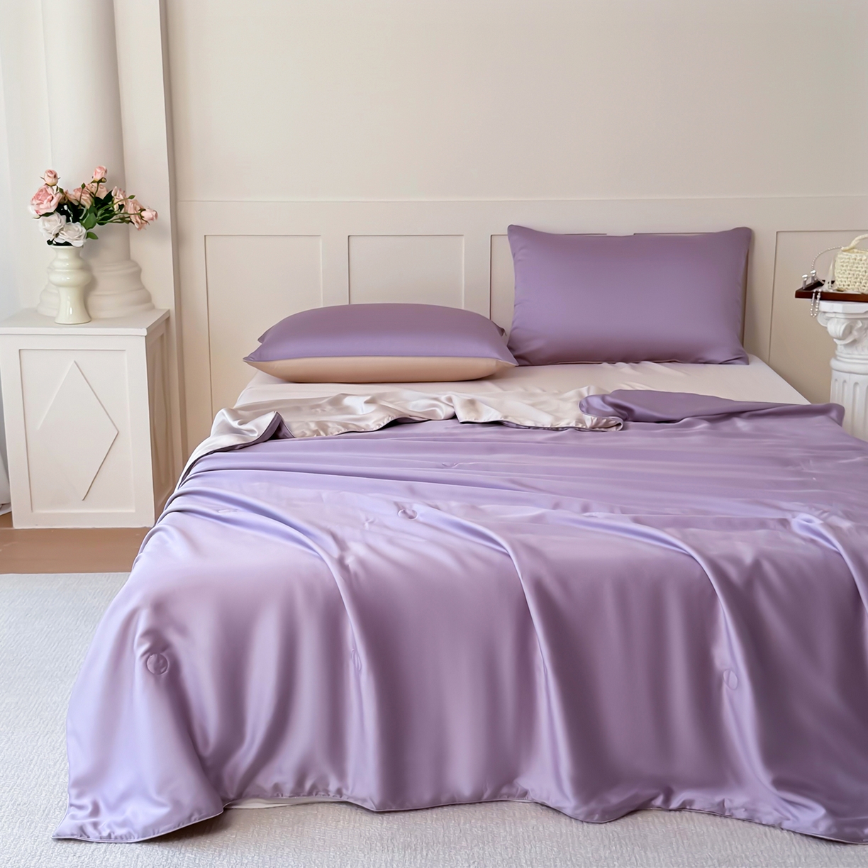 91家纺网 家纺一手货源 找家纺 （总）鑫田家纺 2026新款60支兰精天丝蚕丝被夏凉被100%纯蚕丝夏被四件套床单床笠学生三件套