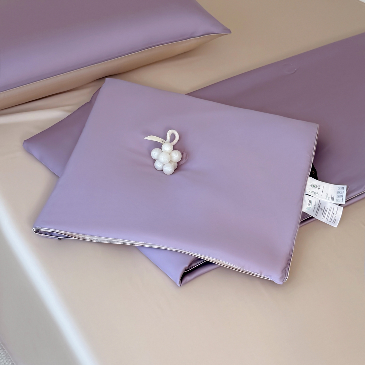 91家纺网 家纺一手货源 找家纺 鑫田家纺 2026新款60支兰精天丝蚕丝被夏凉被100%纯蚕丝夏被四件套床单床笠学生三件套 魅紫