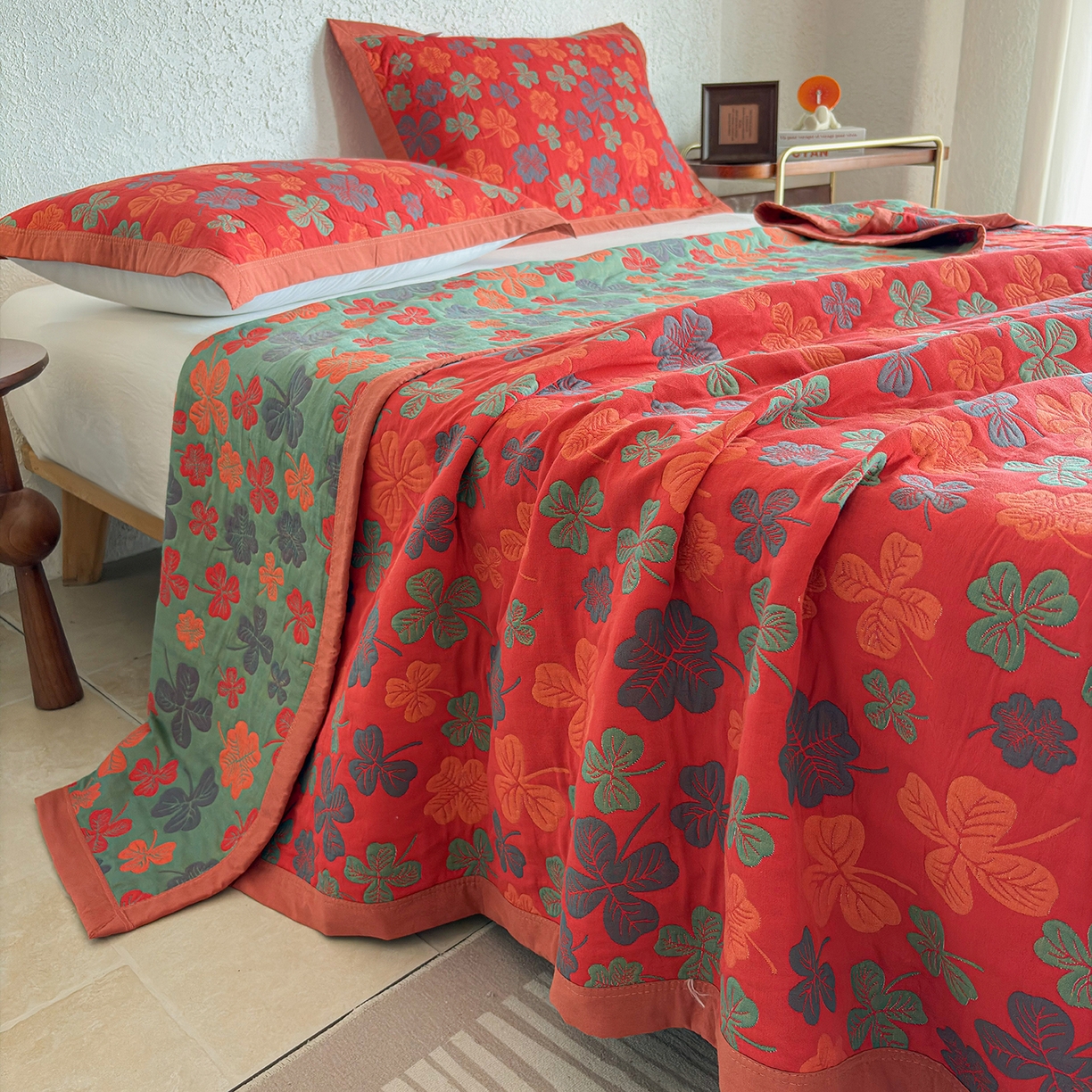 91家纺网 家纺一手货源 找家纺 棠薇家纺 2026新款纱布盖毯长绒棉纱布毛巾被夏被单双人棉纱盖毯毛巾毯夏季夏凉被空调被毯子可铺可盖床盖 忘忧草