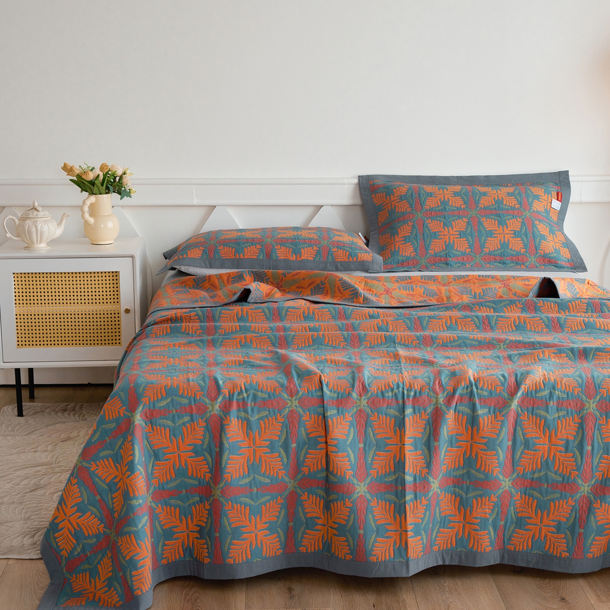 91家纺网 家纺一手货源 找家纺 棠薇家纺 2026新款纱布盖毯长绒棉纱布毛巾被夏被单双人棉纱盖毯毛巾毯夏季夏凉被空调被毯子可铺可盖床盖 典雅之风