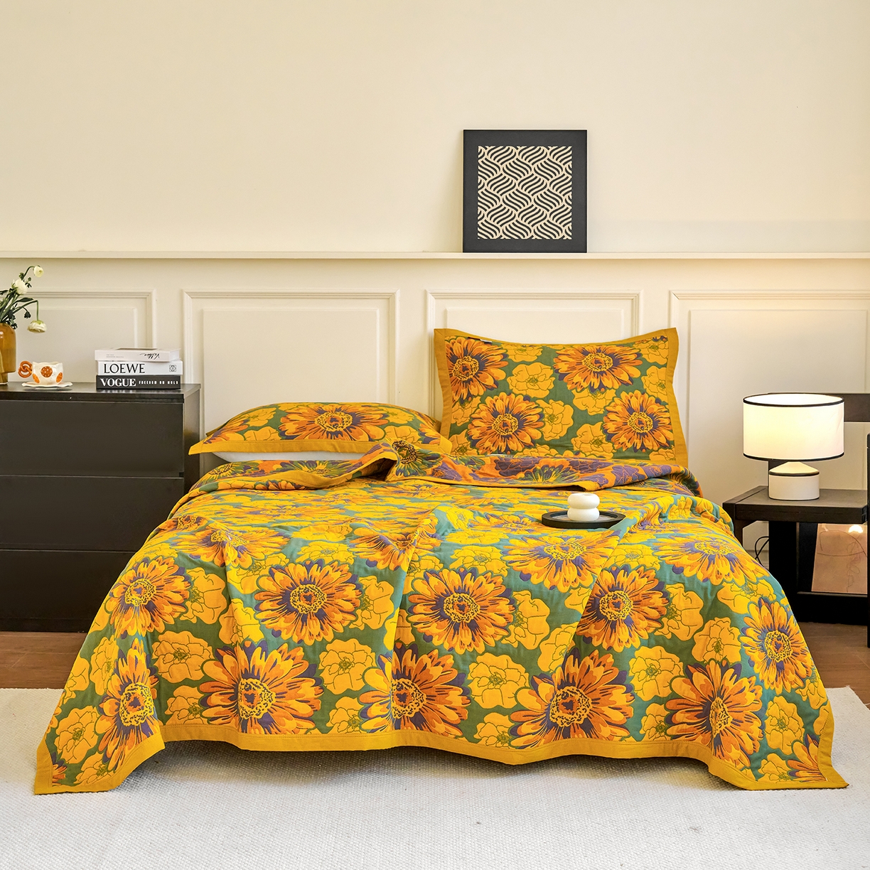 91家纺网 家纺一手货源 找家纺 棠薇家纺 2026新款纱布盖毯长绒棉纱布毛巾被夏被单双人棉纱盖毯毛巾毯夏季夏凉被空调被毯子可铺可盖床盖 可可花园